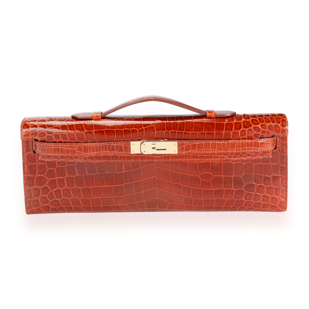 Hermes Miel Shiny Niloticus Crocodile Kelly Cut GHW